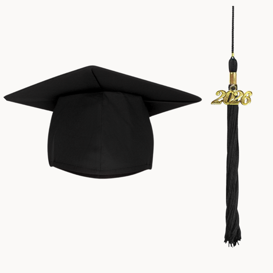 Premium Matte Elasticated Graduation Cap with Tassel, Multiple Colors Available