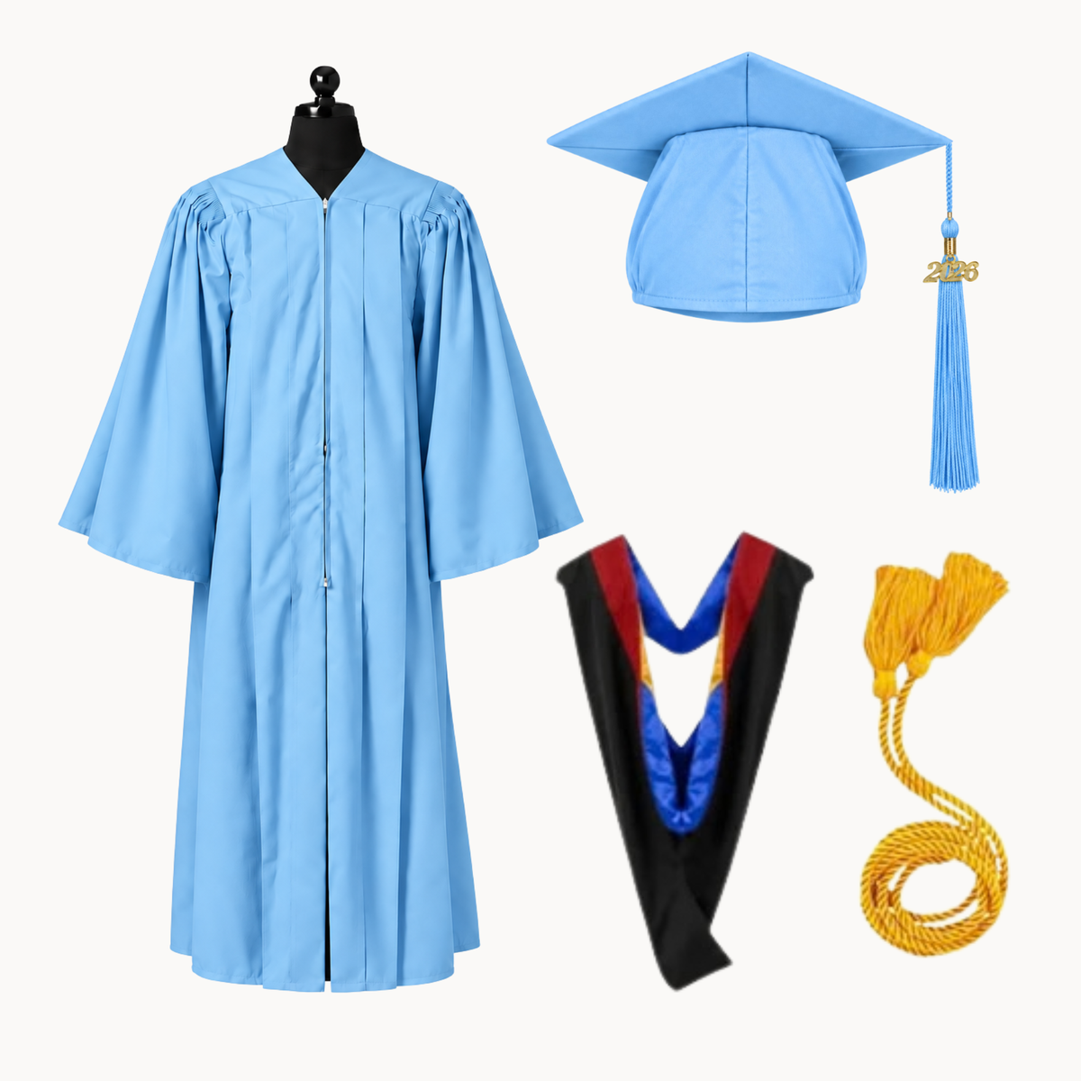 Premium Matte Fluted Bachelor Graduation Package | Gown, Cap, Tassel, Hood & Honor Cord