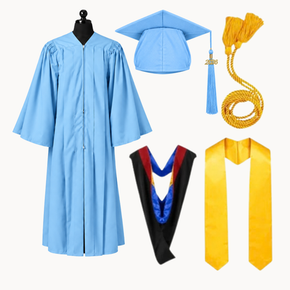 Premium Matte Fluted Bachelor Graduation Package | Gown, Cap, Tassel, Hood, Stole & Honor Cord