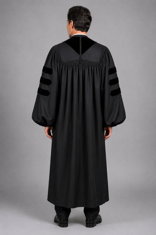 Premium Deluxe Black Clergy Robe