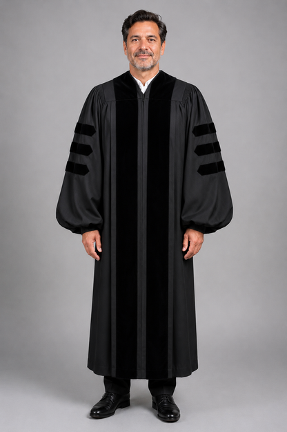 Premium Deluxe Black Clergy Robe