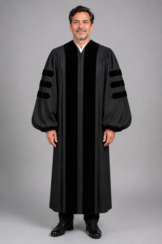 Premium Deluxe Black Clergy Robe
