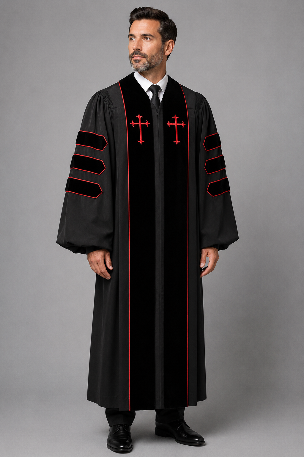 Premium Deluxe Black Dr. of Divinity Clergy Robe