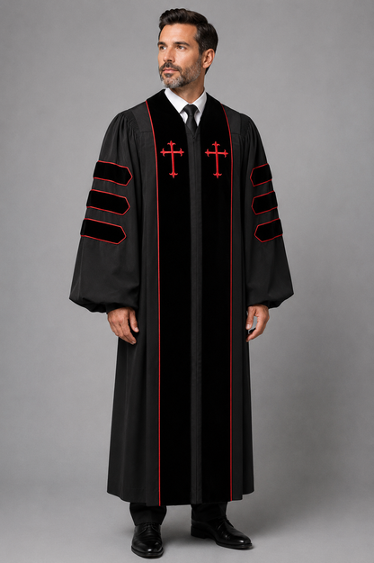 Premium Deluxe Black Dr. of Divinity Clergy Robe