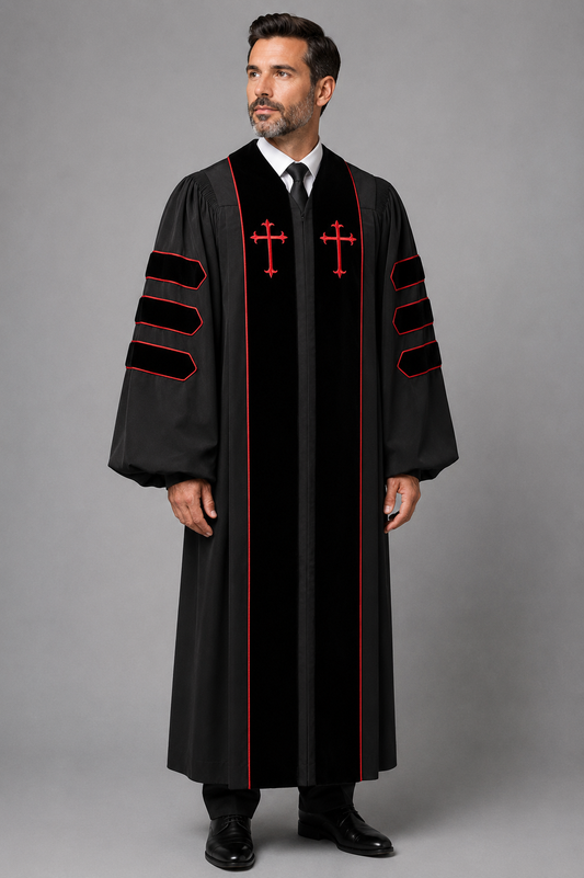 Premium Deluxe Black Dr. of Divinity Clergy Robe