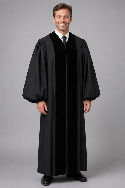 Traditional Front Velvet Geneva Clergy Robe