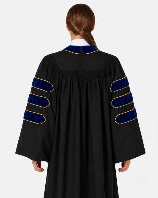 Super Deluxe Doctoral Academic Gown Only - Royal Blue with Gold Piping