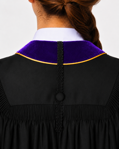 Super Deluxe Doctoral Gown Tam -Purple Trim with Gold Piping