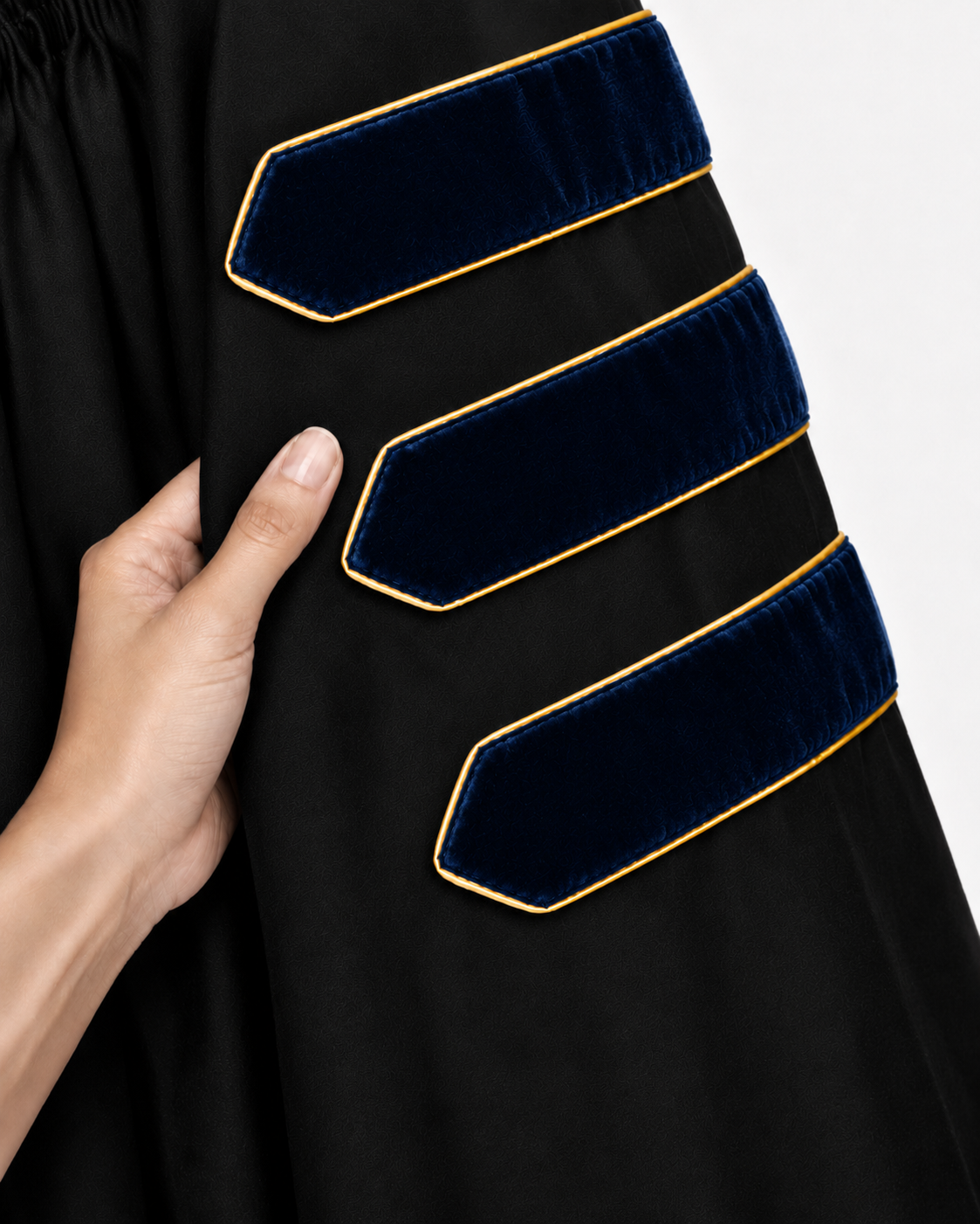 Super Deluxe Doctoral Academic Gown Only - Navy Blue with Gold Piping