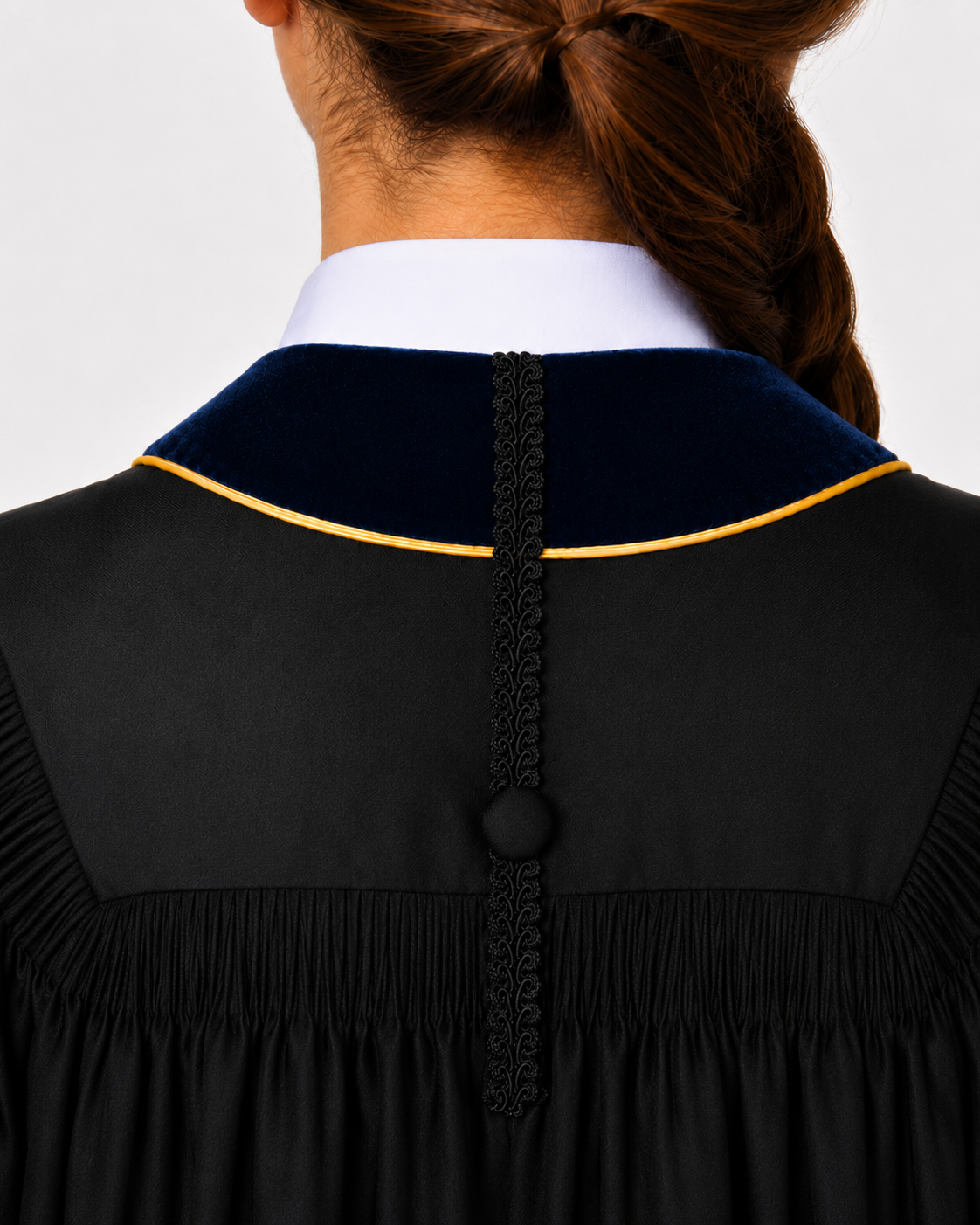 Super Deluxe Doctoral Academic Gown Only - Navy Blue with Gold Piping
