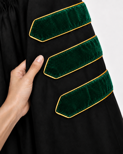 Super Deluxe Doctoral Academic Gown Only - Emerald green with Gold Piping