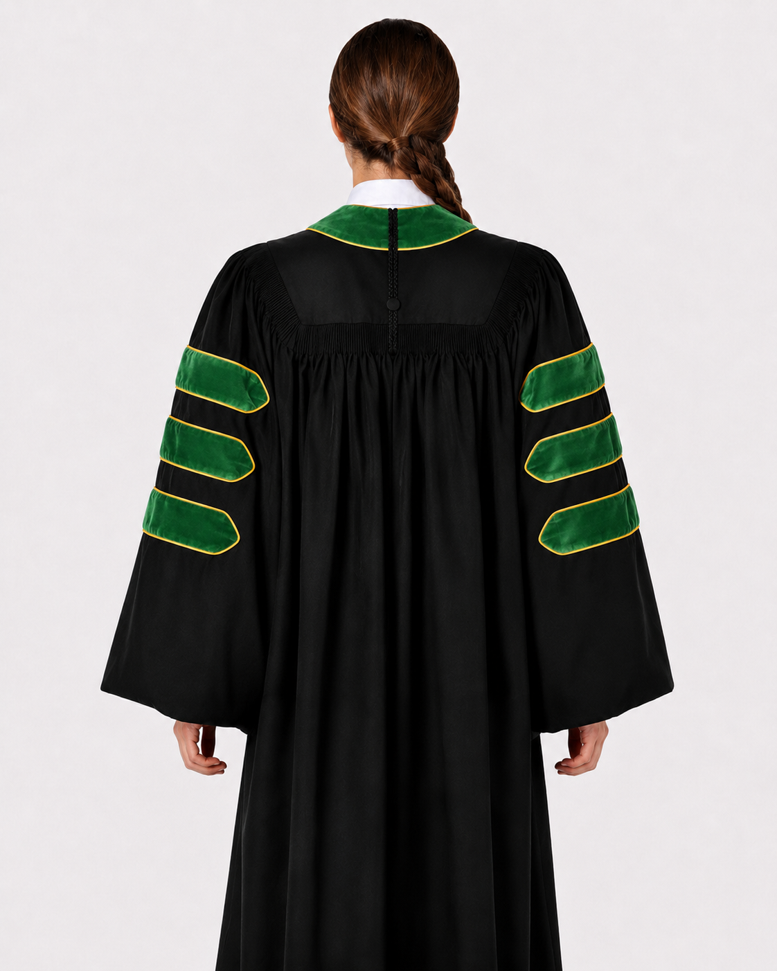 Super Deluxe Doctoral Academic Gown Only - Emerald green with Gold Piping