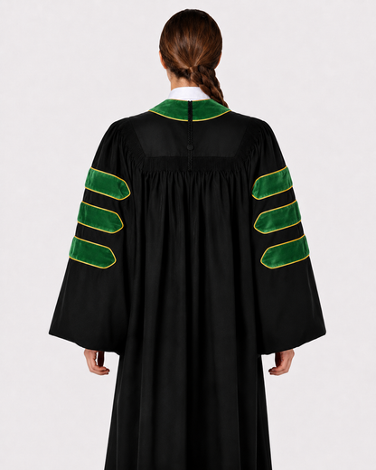 Super Deluxe Doctoral Academic Gown Only - Emerald green with Gold Piping