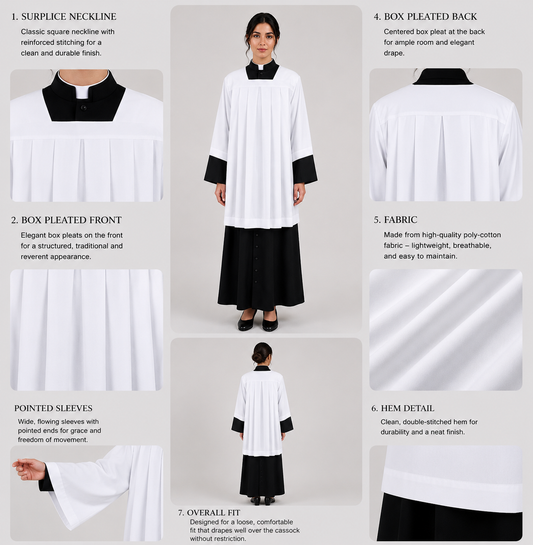 Premium Square Neckline Surplice - White