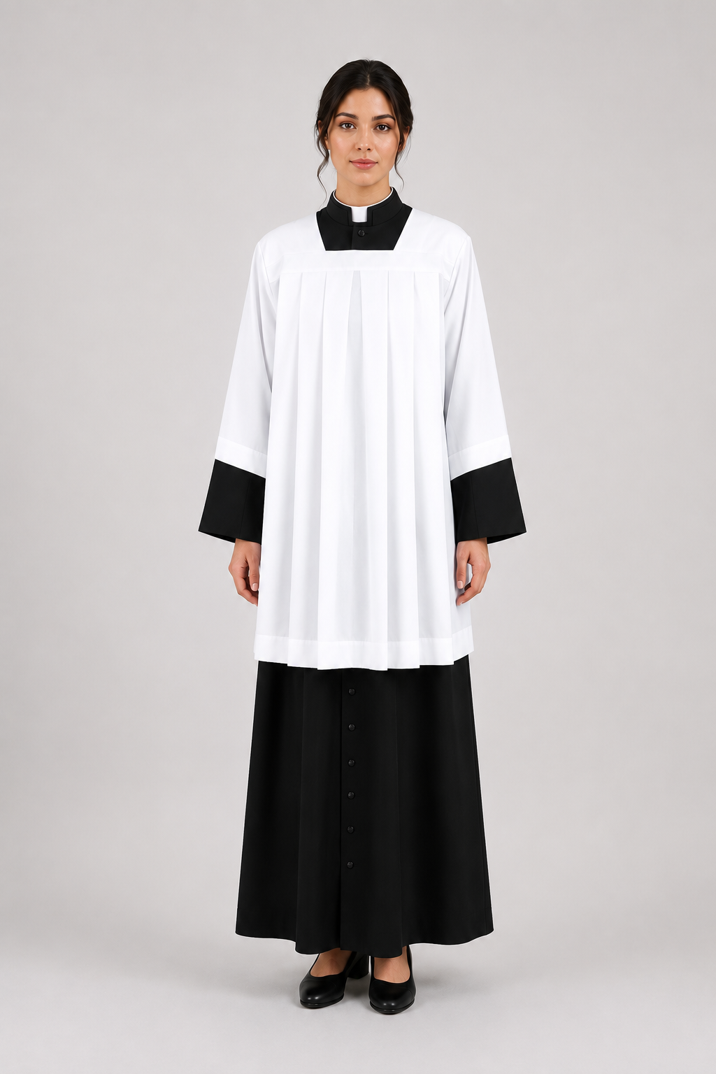 Premium Square Neckline Surplice - White
