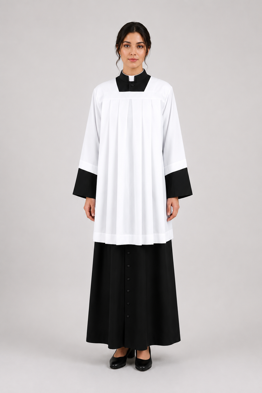 Premium Square Neckline Surplice - White