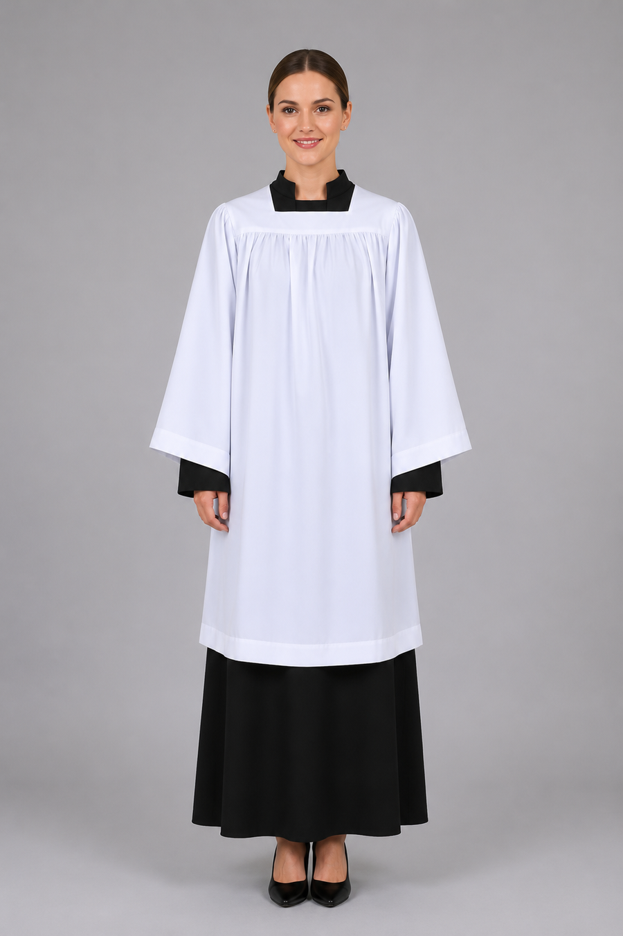 Economy Square Neckline Surplice - White