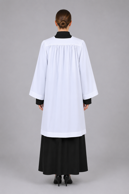 Economy Square Neckline Surplice - White