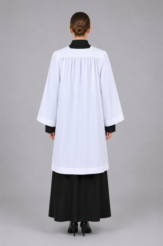 Economy Square Neckline Surplice - White