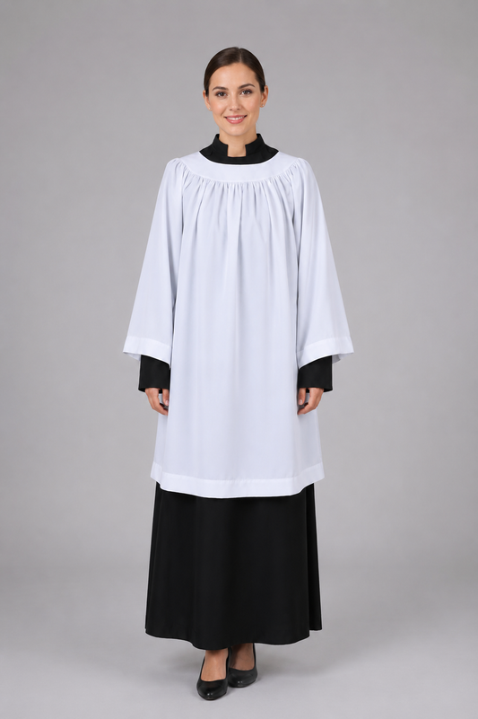 Economy Round Neckline Surplice - White