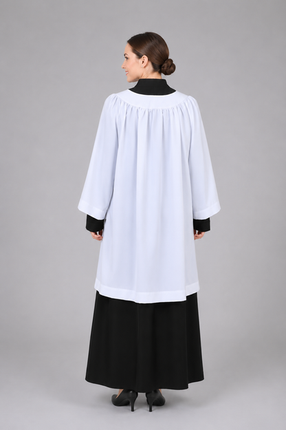 Economy Round Neckline Surplice - White