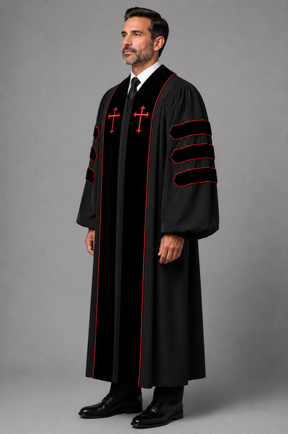Premium Deluxe Black Dr. of Divinity Clergy Robe