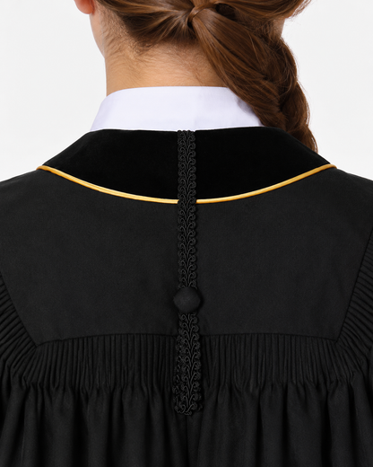 Super Deluxe Doctoral Academic Gown Only - Black with Gold Piping