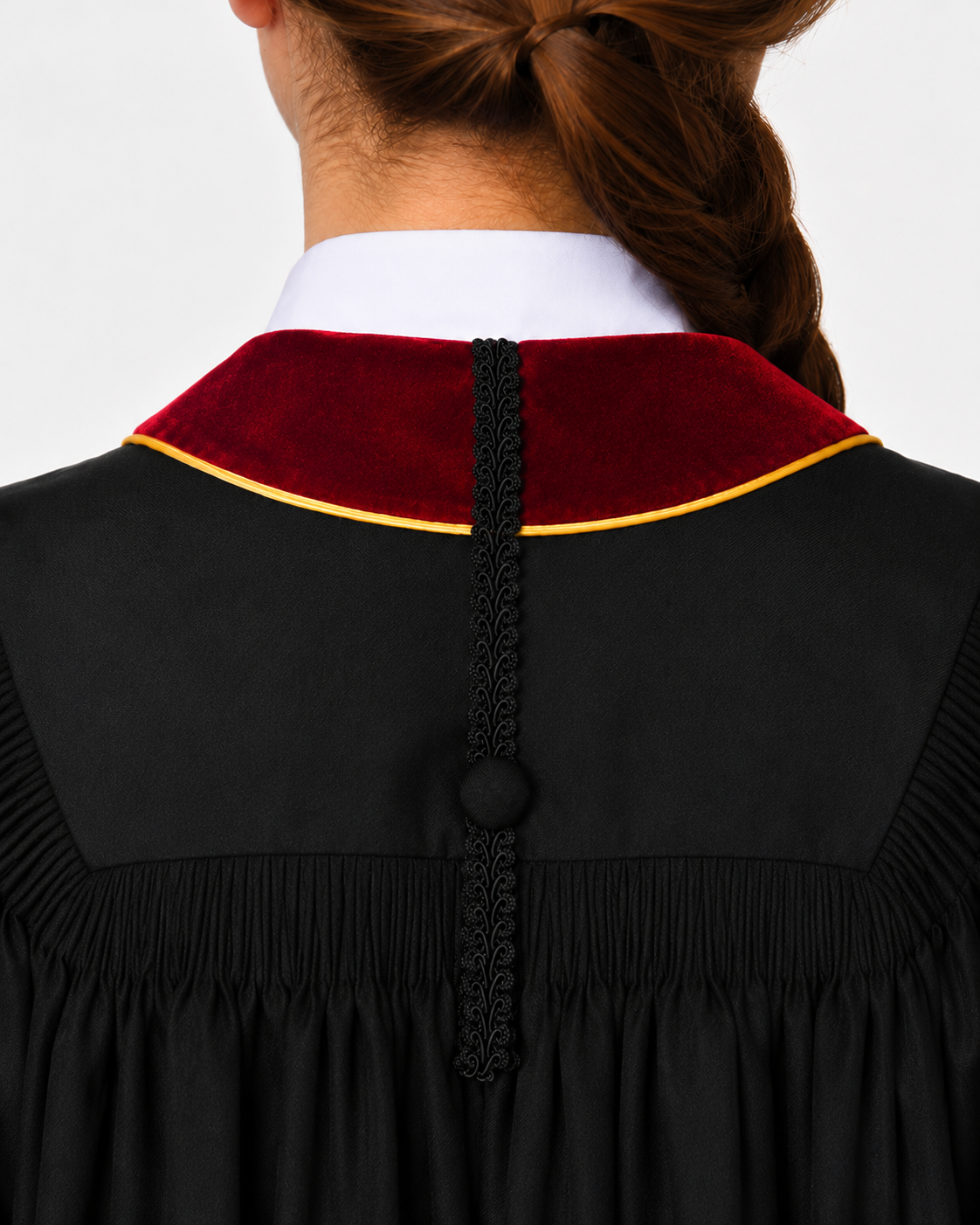 Super Deluxe Doctoral Gown Tam - Scarlet Trim with Gold Piping
