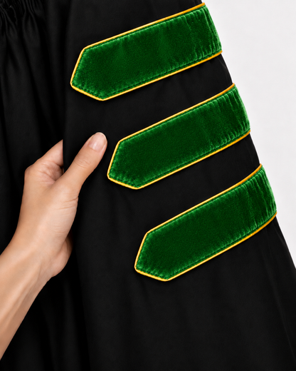 Super Deluxe Doctoral Academic Gown Only - Kelly Green with Gold Piping