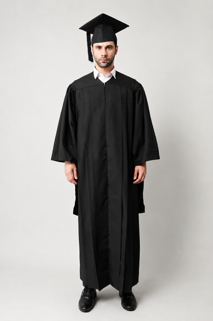 Premium Matte Fluted Master Graduation Gown Cap Tassel Package