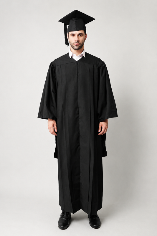 Premium Matte Fluted Master Graduation Gown Cap Tassel Package