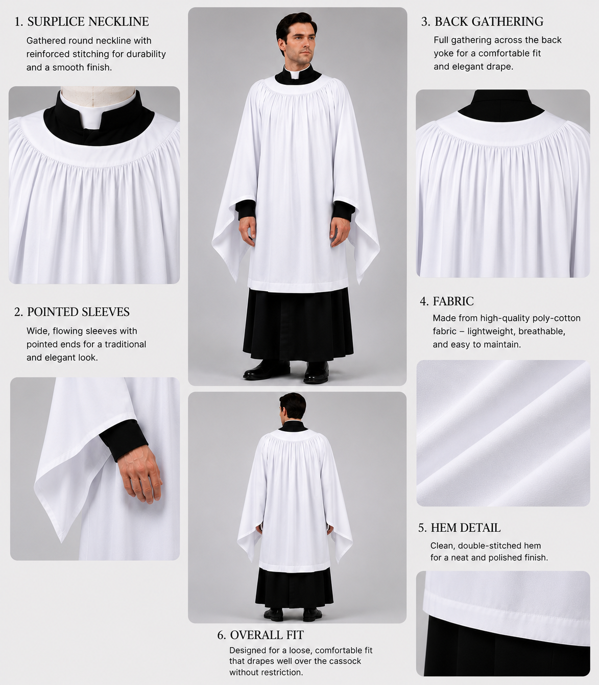 Adult Choir Cassock - Double Breasted