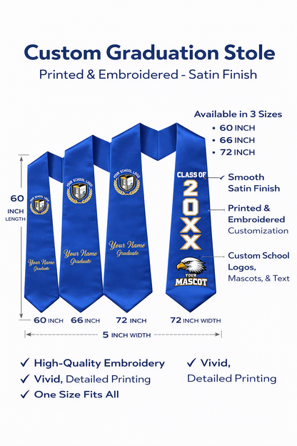 Custom Honor Graduation Stole – Premium Satin Personalized Classic Sash