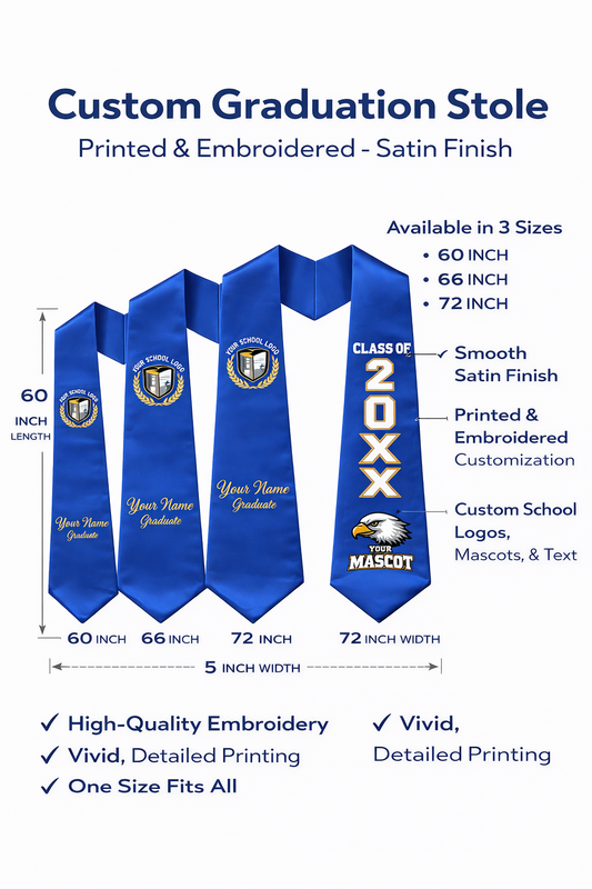 Custom Honor Graduation Stole – Premium Satin Personalized Classic Sash
