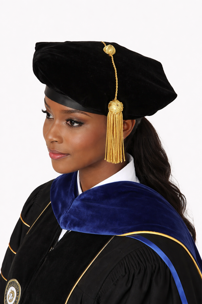 Black Deluxe Doctorate Tam – 4-6-8 Sided Available
