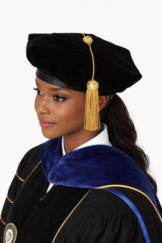 Black Deluxe Doctorate Tam – 4-6-8 Sided Available