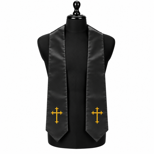 Choir Stoles with Latin Cross – Multiple Colors | Gold or Silver Embroidery