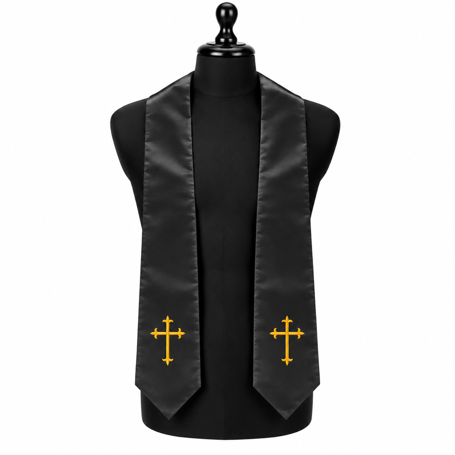 Choir stole with embroidered cross