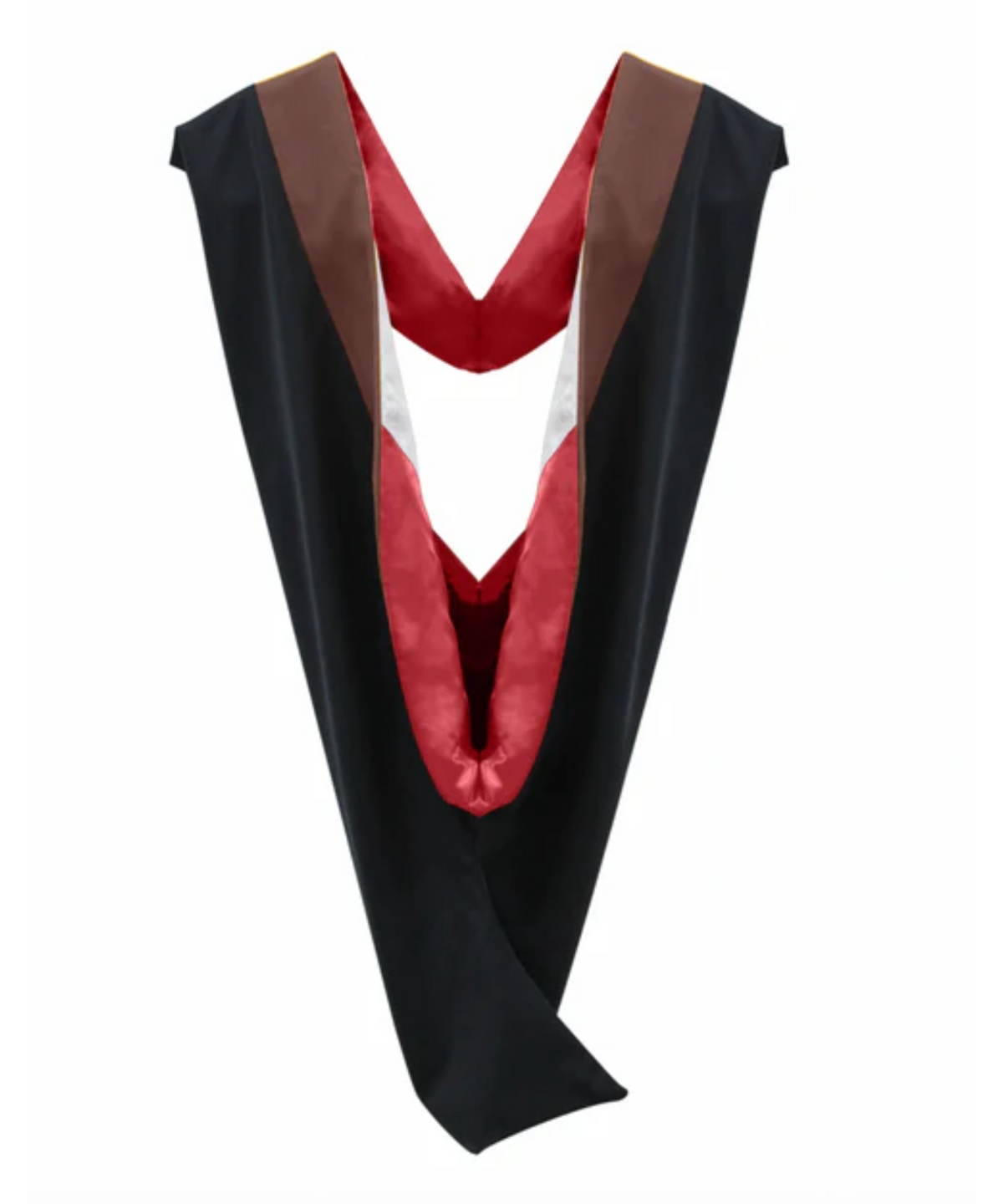 Deluxe Bachelors/Master Hood - Brown Velvet, Red & White