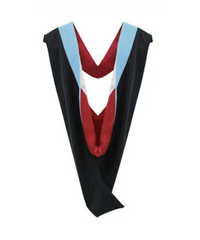 Deluxe Bachelors/Master Hood - Light Blue Velvet, Red & White