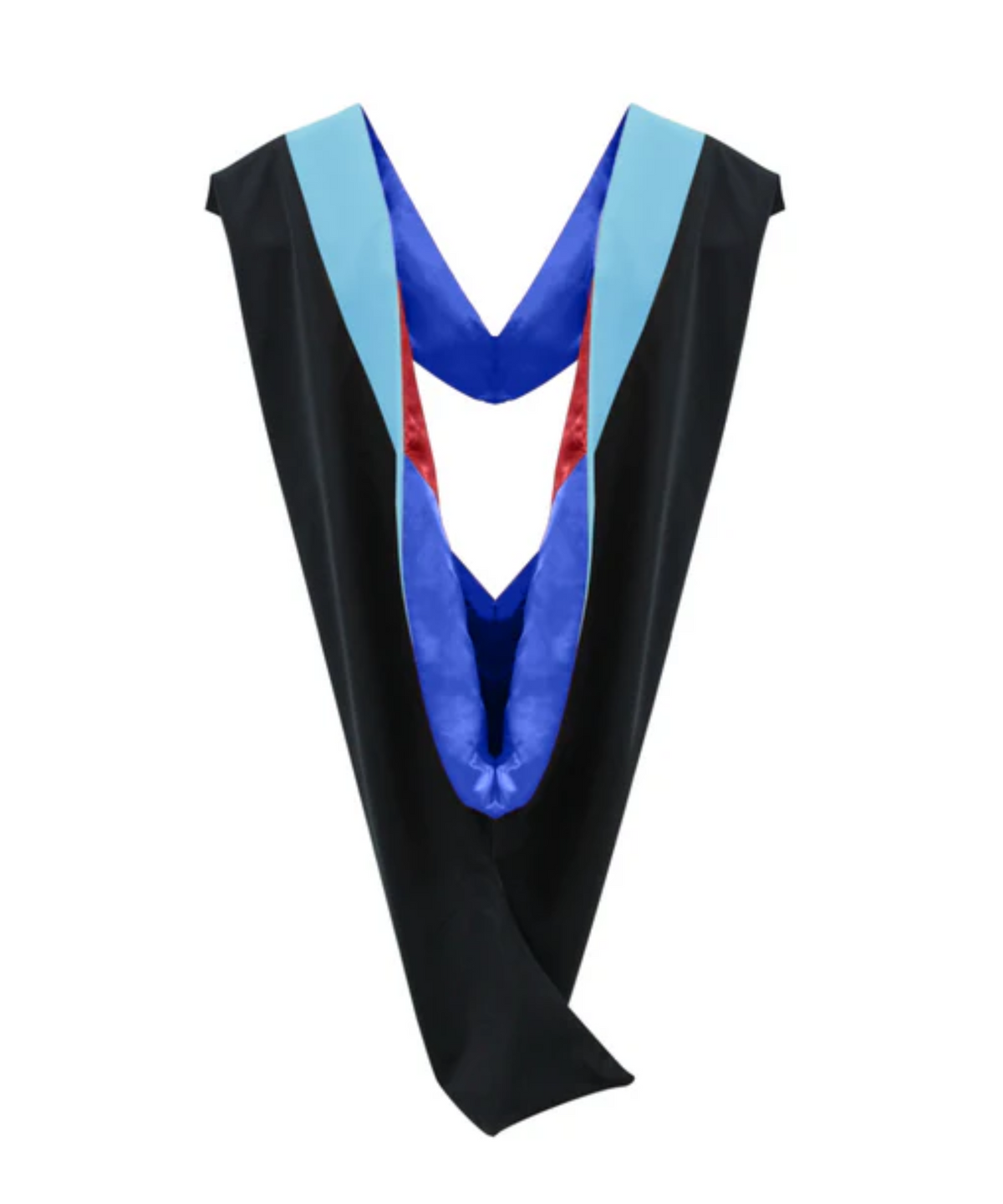 Deluxe Bachelors/Master Hood - Light Blue Velvet, Royal Blue & Red