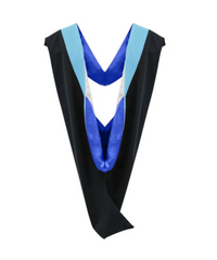 Deluxe Bachelors/Master Hood - Light Blue Velvet, Royal Blue & White
