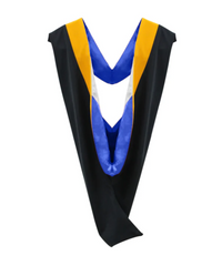 Deluxe Bachelors/Master Hood - Science Gold Velvet, Royal Blue & White