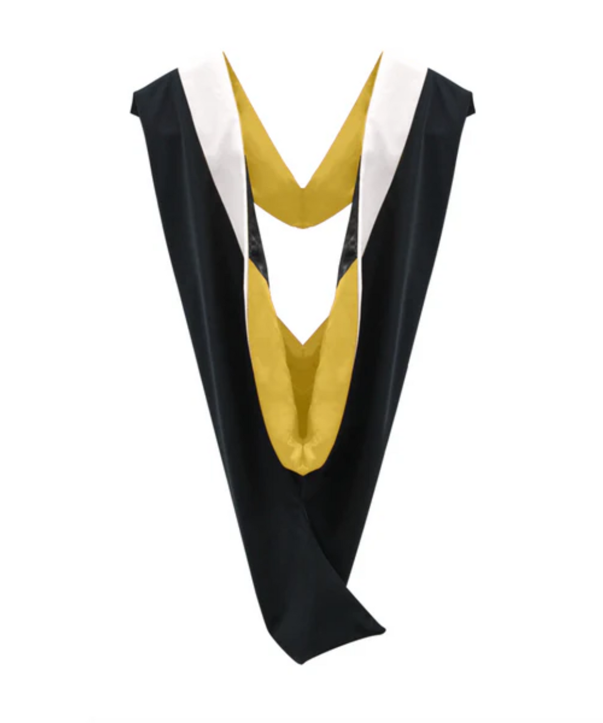 Deluxe Bachelors/Master Hood - White Velvet, Golden Yellow & Black