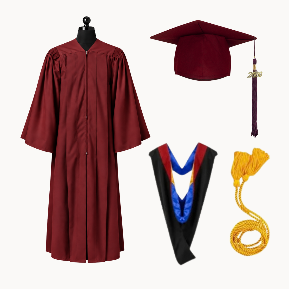 Premium Matte Fluted Bachelor Graduation Package | Gown, Cap, Tassel, Hood & Honor Cord