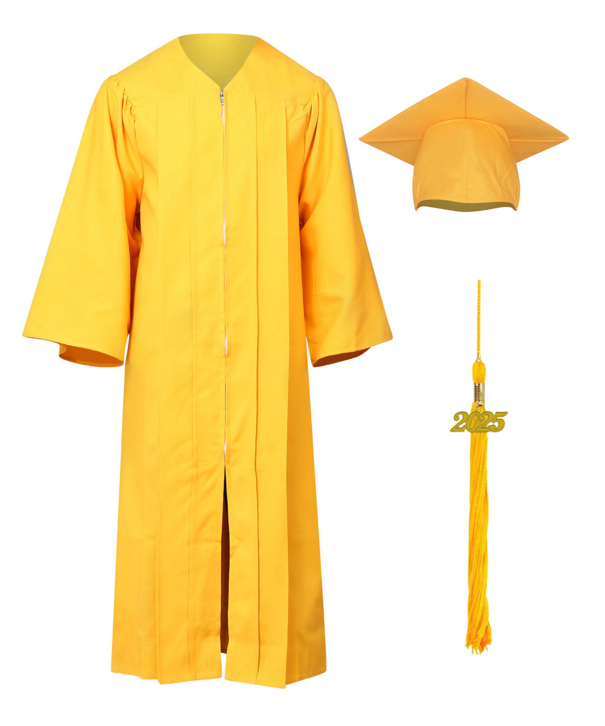 Yellow High School Cap Tassel  and Gown Set Matte