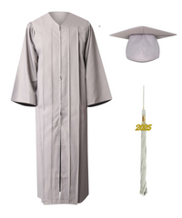 Grey High School Cap Tassel  and Gown Set Matte