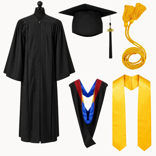 Premium Matte Fluted Bachelor Graduation Package | Gown, Cap, Tassel, Hood, Stole & Honor Cord