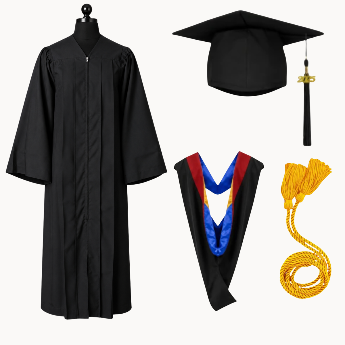 Classic Matte Gathered Bachelor Graduation Package | Gown, Cap, Tassel, Hood & Honor Cord