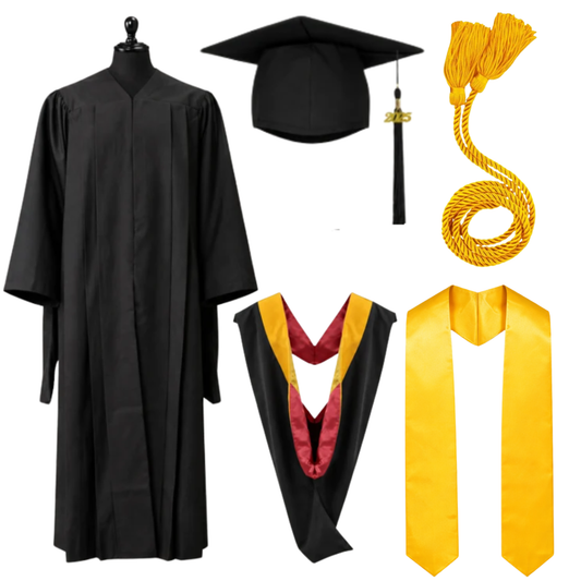 Classic Matte Gathered Master Graduation Package | Gown, Cap, Tassel, Hood, Stole & Honor Cord